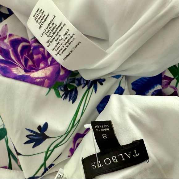 Talbots Sateen Botanical Gardens Sheath Mini Dress Cocktail Party Floral Size 8 - Picture 7 of 7